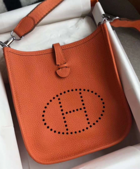 에르메스 미니 에블린16 오렌지 은장 토고가죽